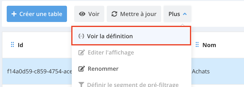 Consultar el JSON de definición