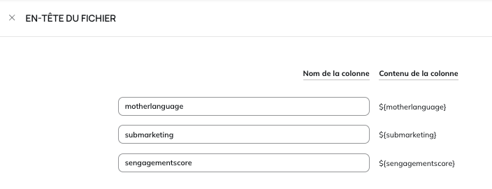Cambio de nombre de las columnas mediante el botón Encabezado del archivo