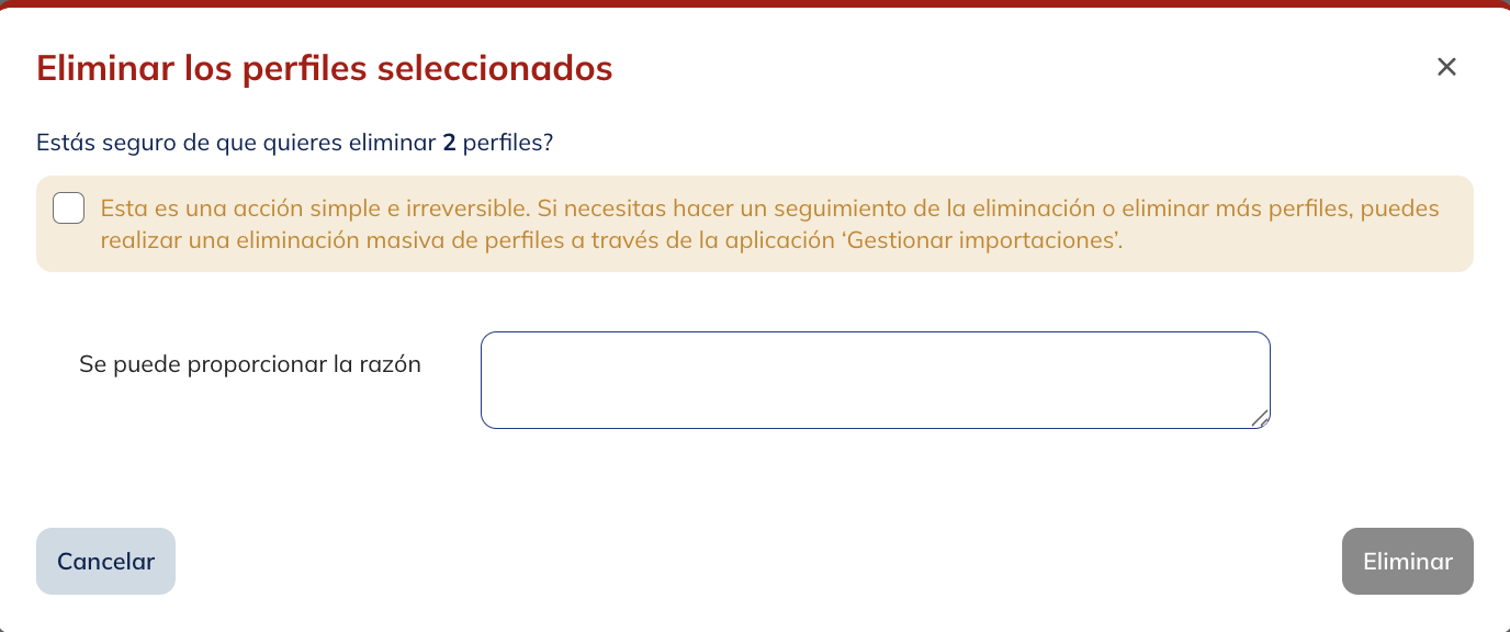 Confirmar la eliminacion