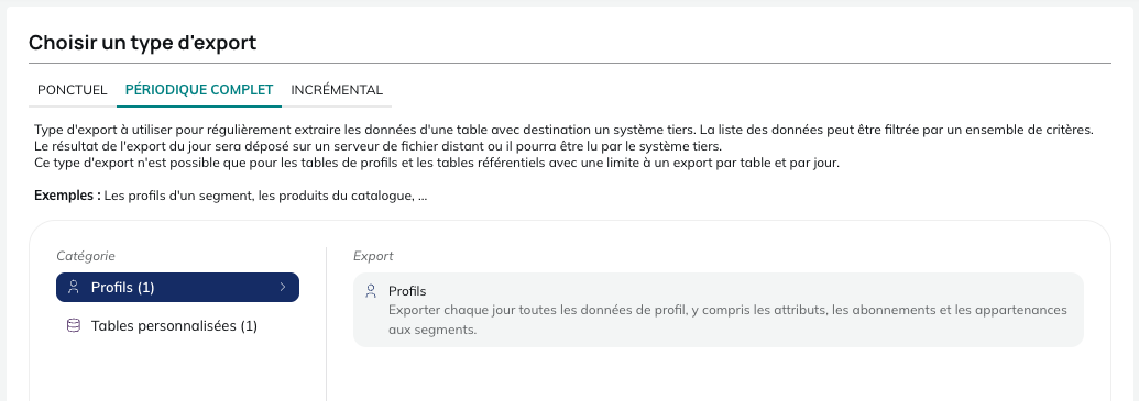 Los diferentes tipos de exportaciones completas periódicas