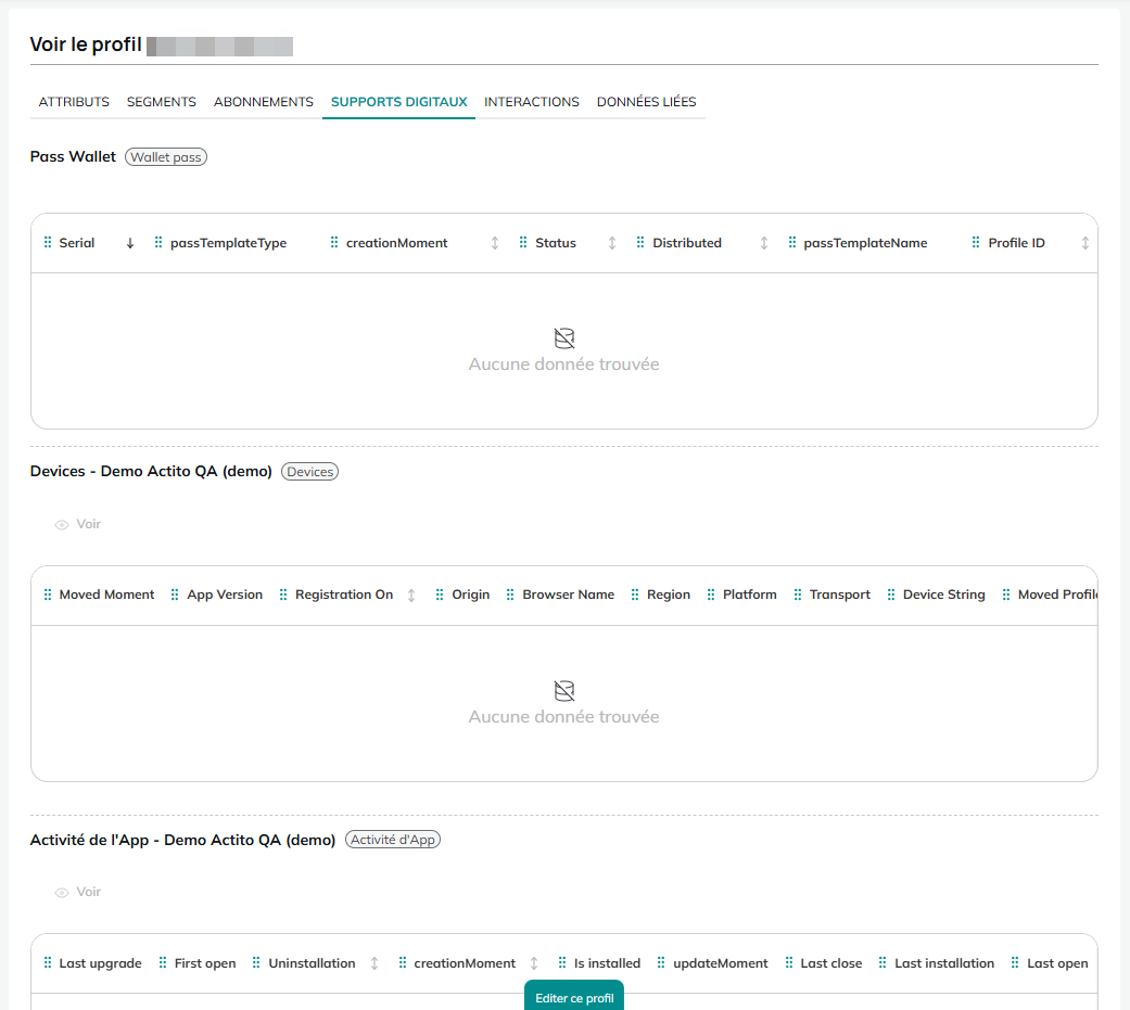 Pestaña Recursos digitales de una ficha de perfil