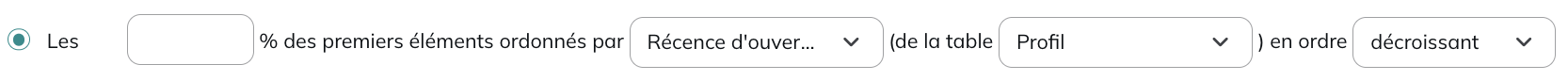 Filtre par pourcentage sur critère