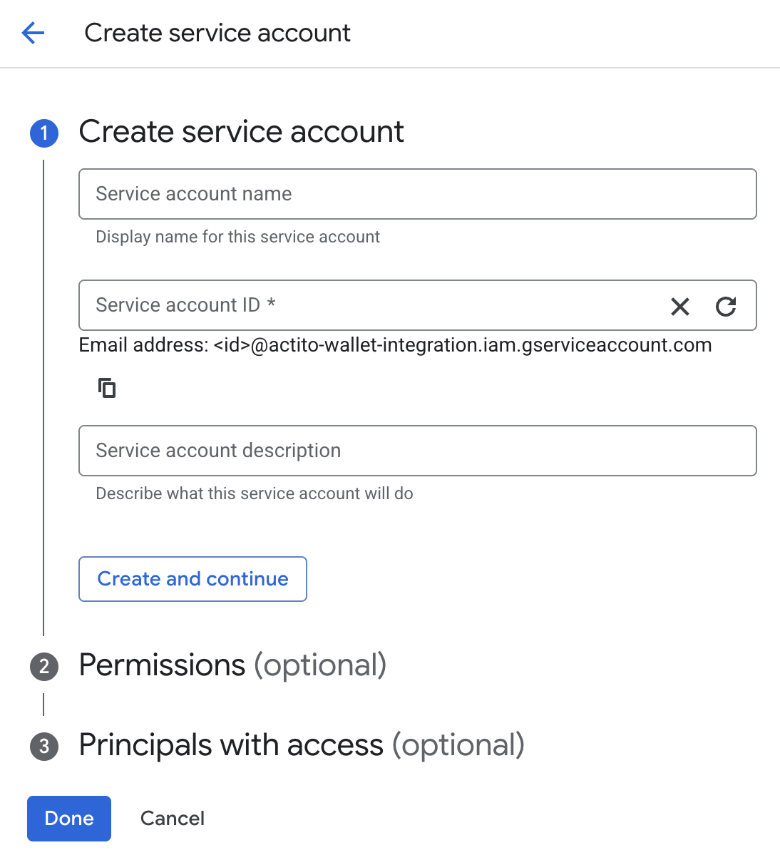 Cuentas de servicio