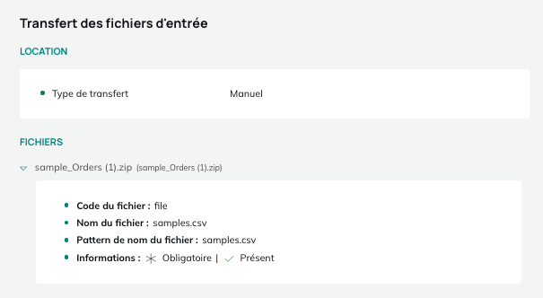 Transferencia de los archivos de entrada