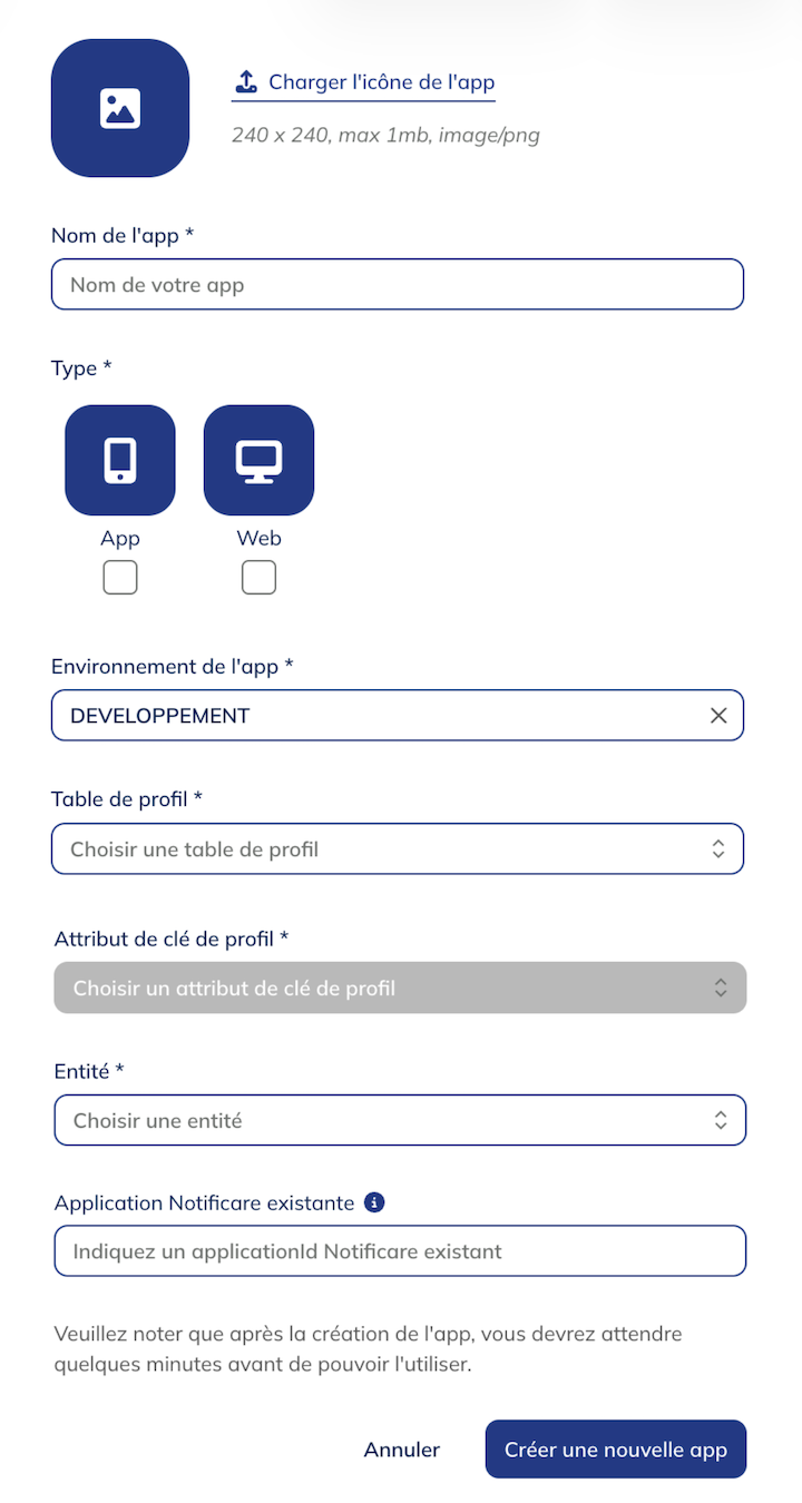 Información para crear la app