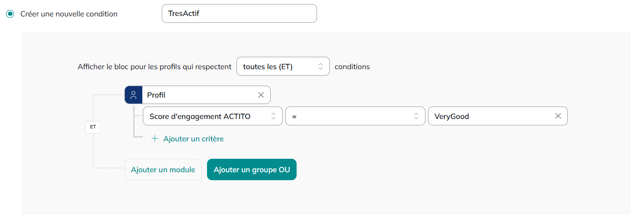 Bloque de correo condicionado por un segmento de engagement