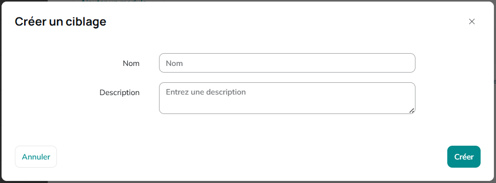 Créer le ciblage