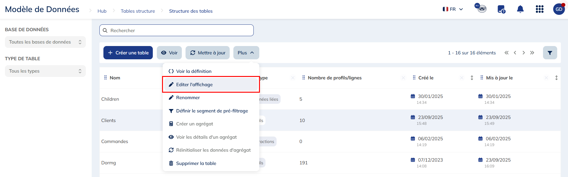 Modifier l'affichage d'une fiche profil