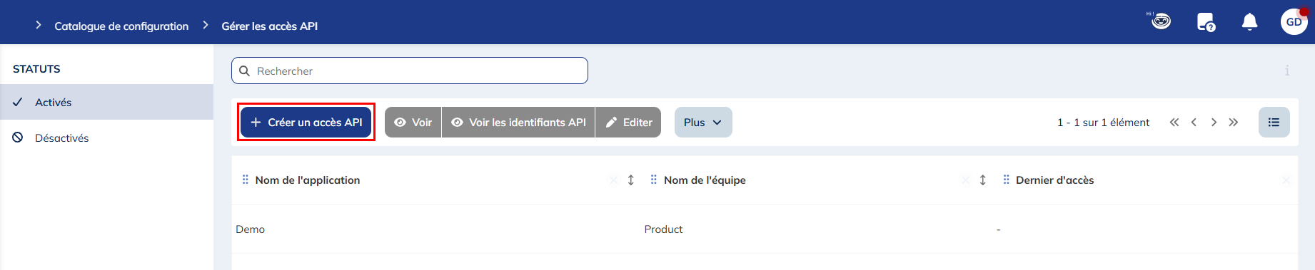 Créer un utilisateur API