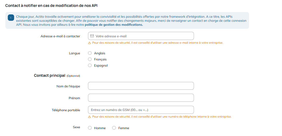 informations de contact