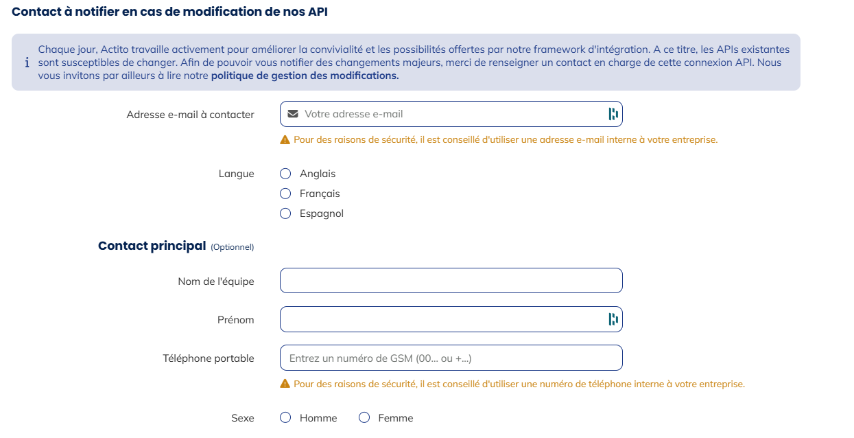 informations de contact