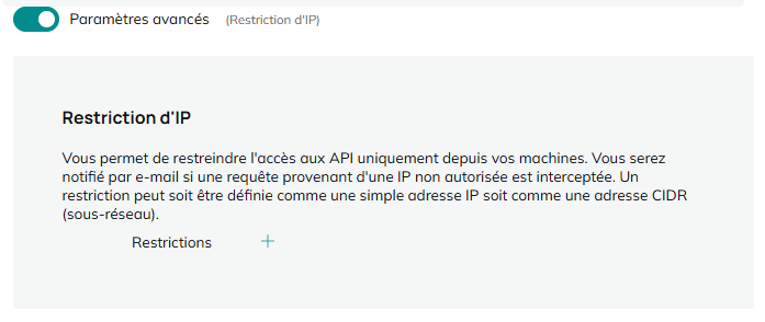 Restreindre l'adresse IP