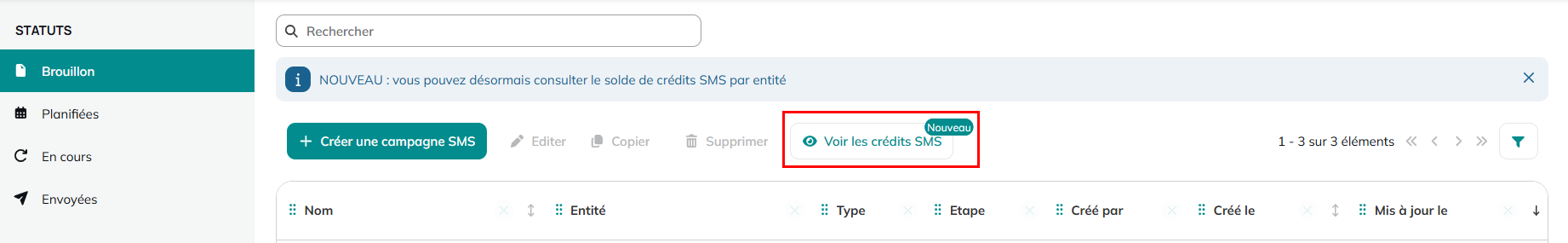 Voir le crédit SMS