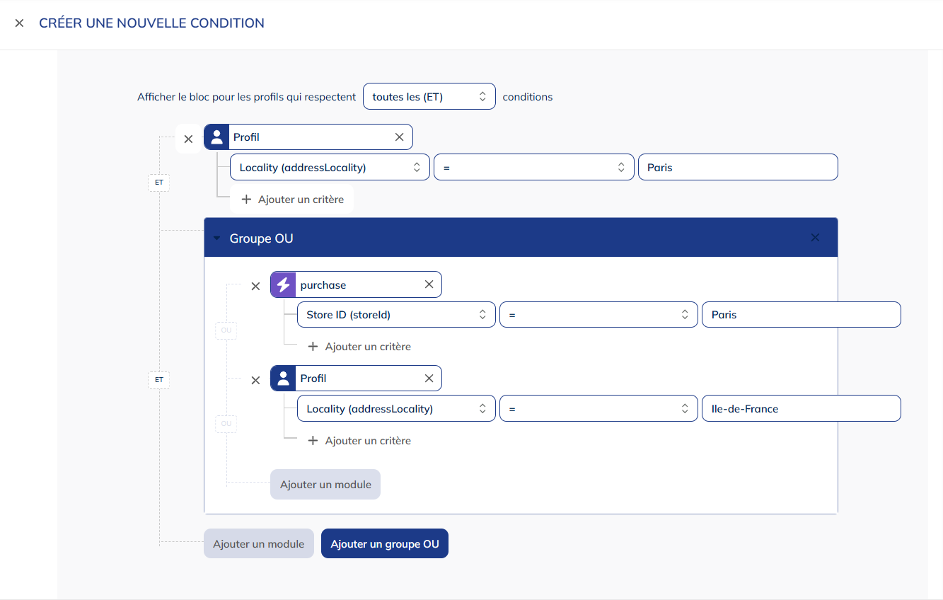 Combiner deux niveaux d'opérateurs