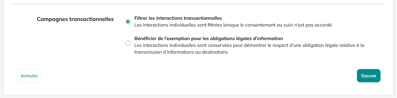 Exemption pour les campagnes transactionnelles
