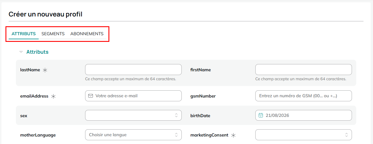 Fiche de profils