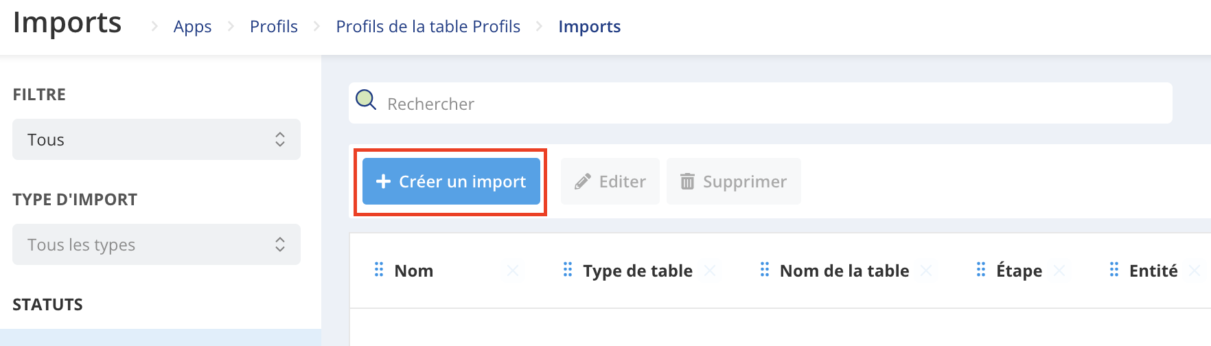 Création Import