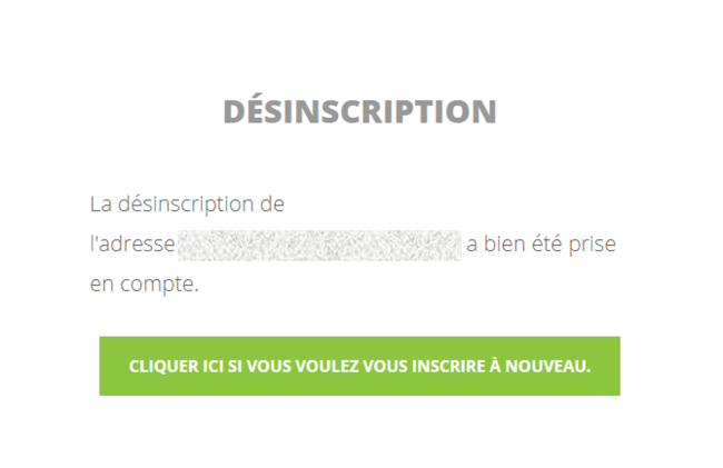 désinscription