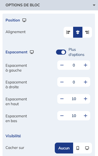 Options de bloc