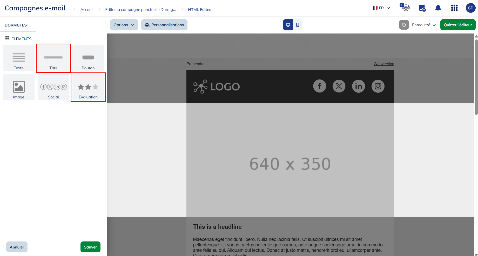 Elements évaluation et titre