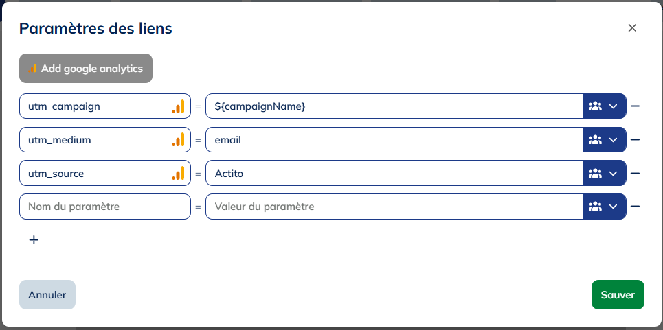 paramètres additionnels