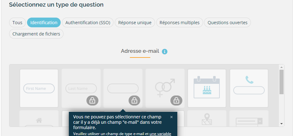 Type de questions d&#39;identification