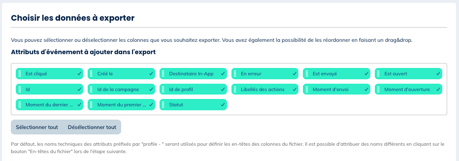 Attributs d'événements in-app