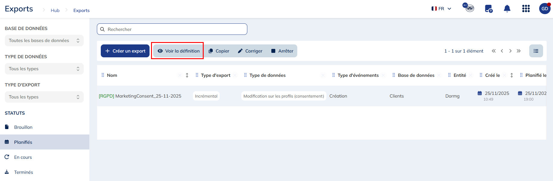 Afficher la définition