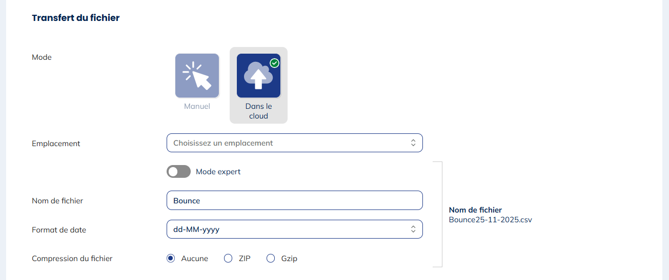 Transfert du fichier