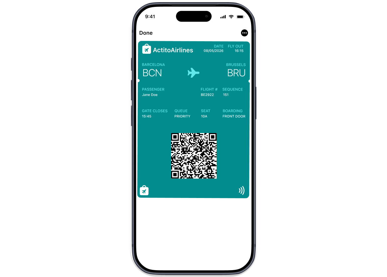 Exemple de pass Carte d'embarquement