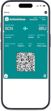 Exemple de pass Carte d'embarquement