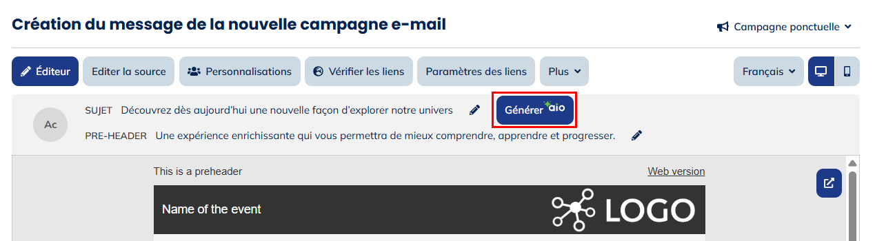 Génération de sujet AI