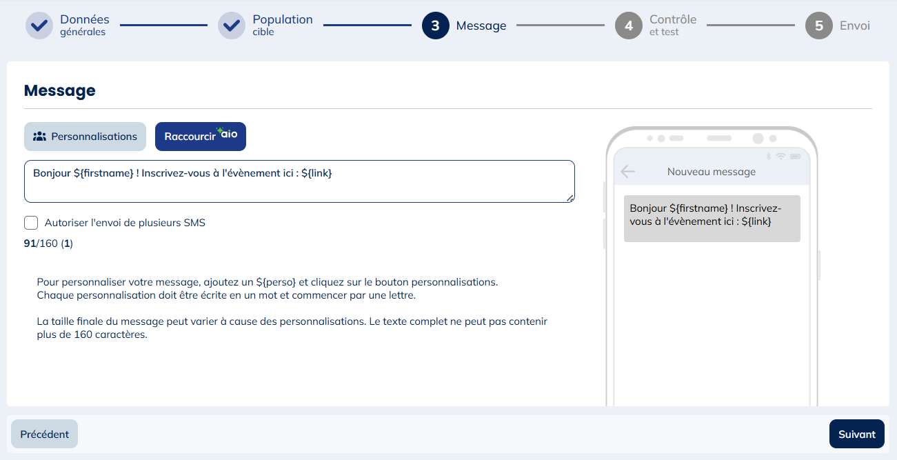 Utilisation d'une personnalisation