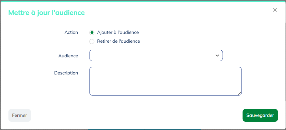 Menu du bloc d'audiences