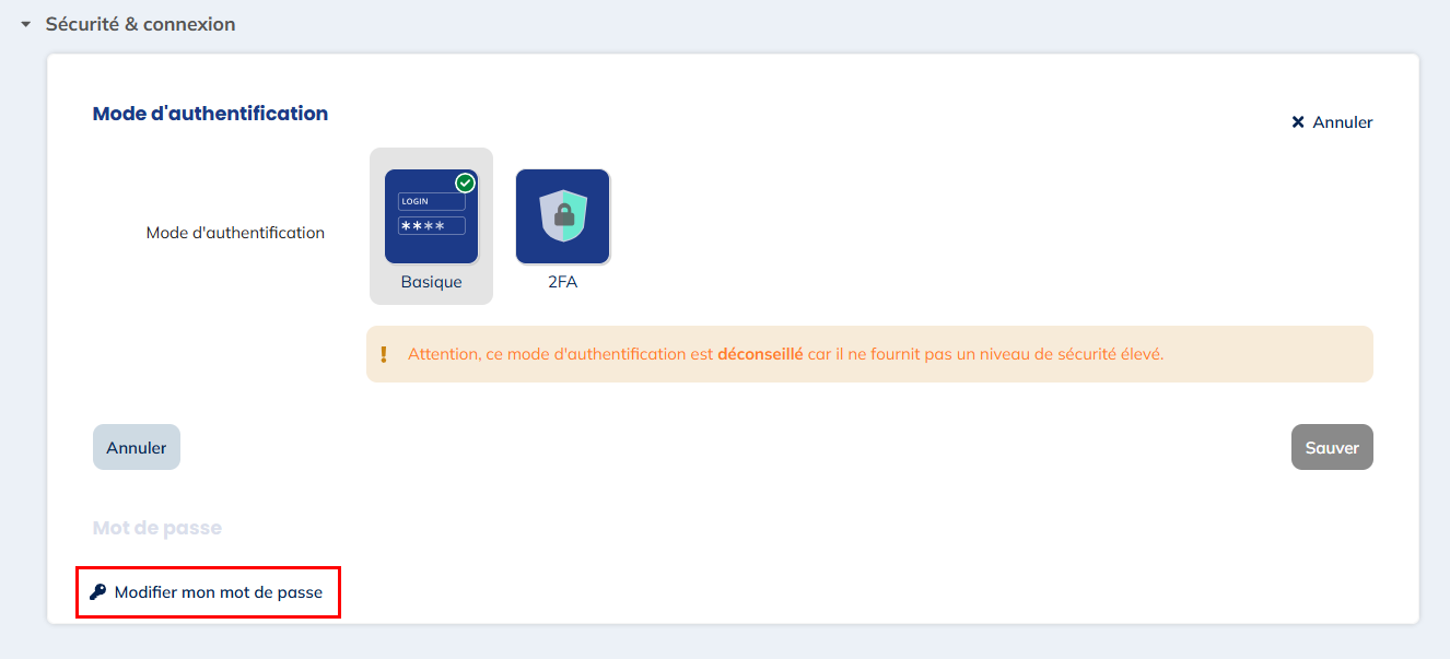 Sécurité &amp; connexion