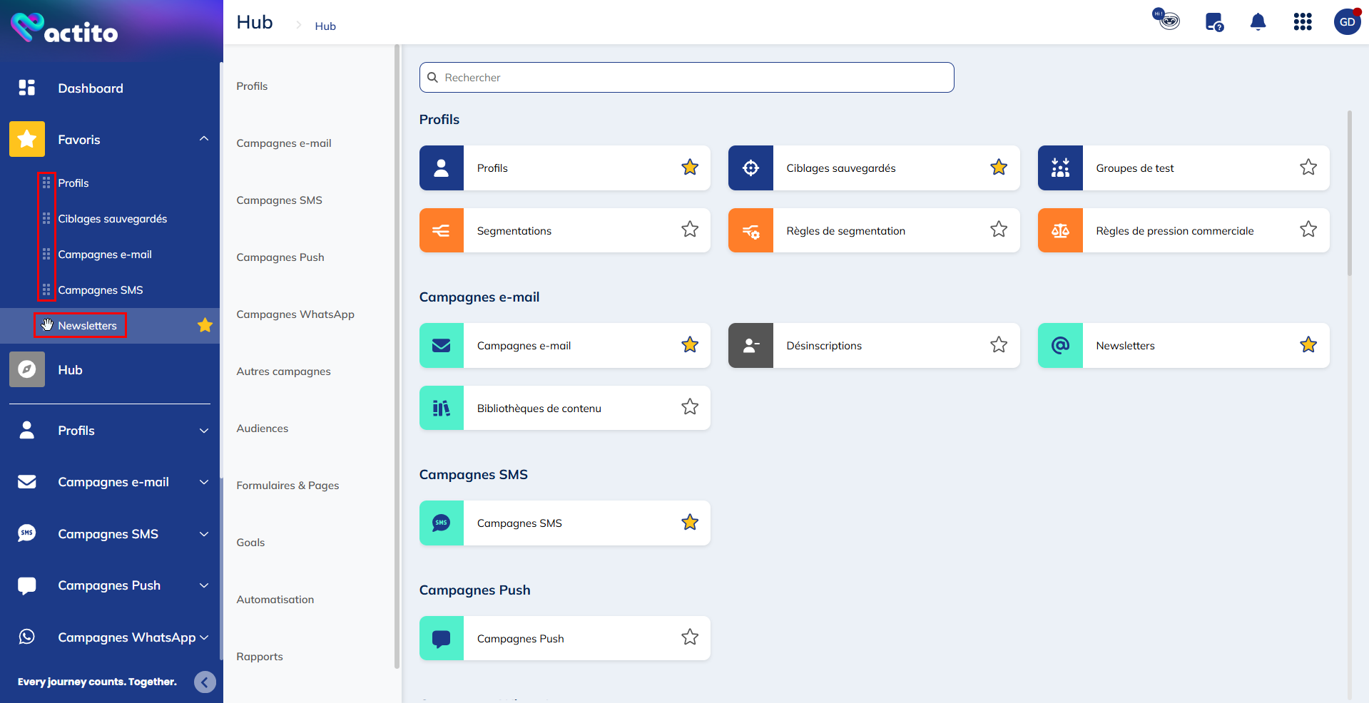 Organiser ses favoris