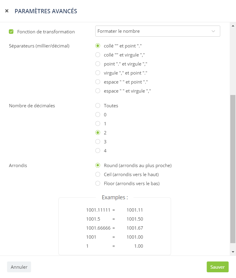 Attributs numériques