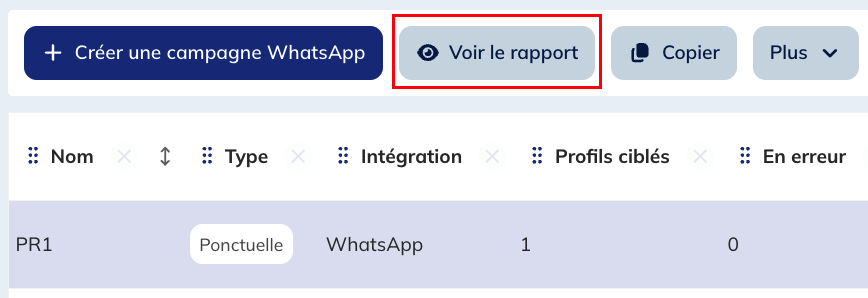 Voir le rapport depuis le module de campagne