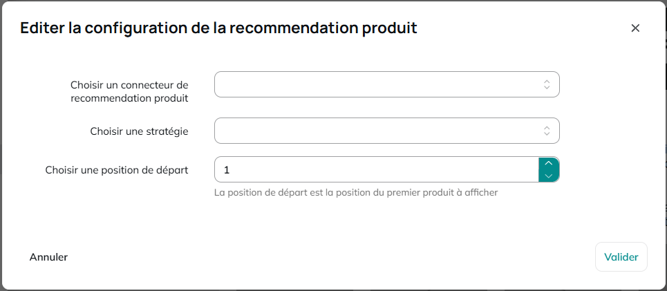 paramètres de recommandation produits