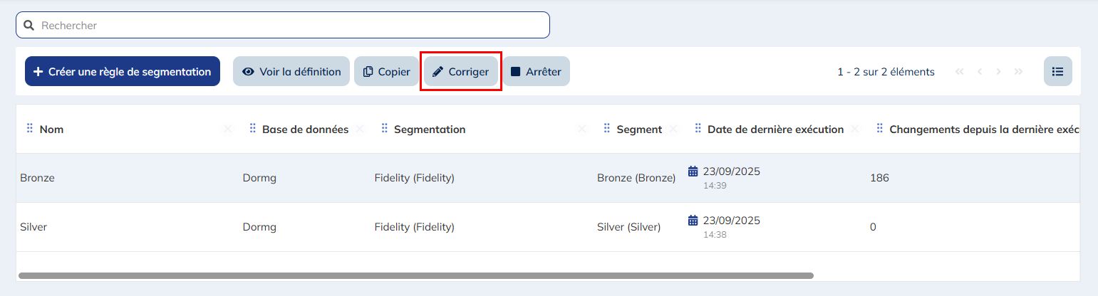 Corriger une règle de segmentation