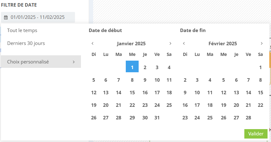 Filtre de date