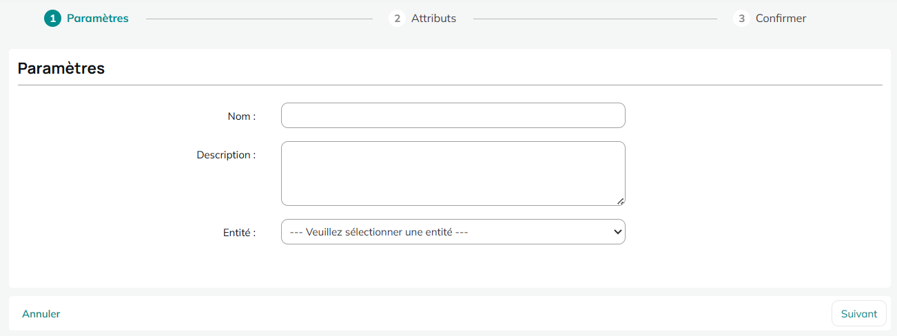 Étape 1 : Paramètres