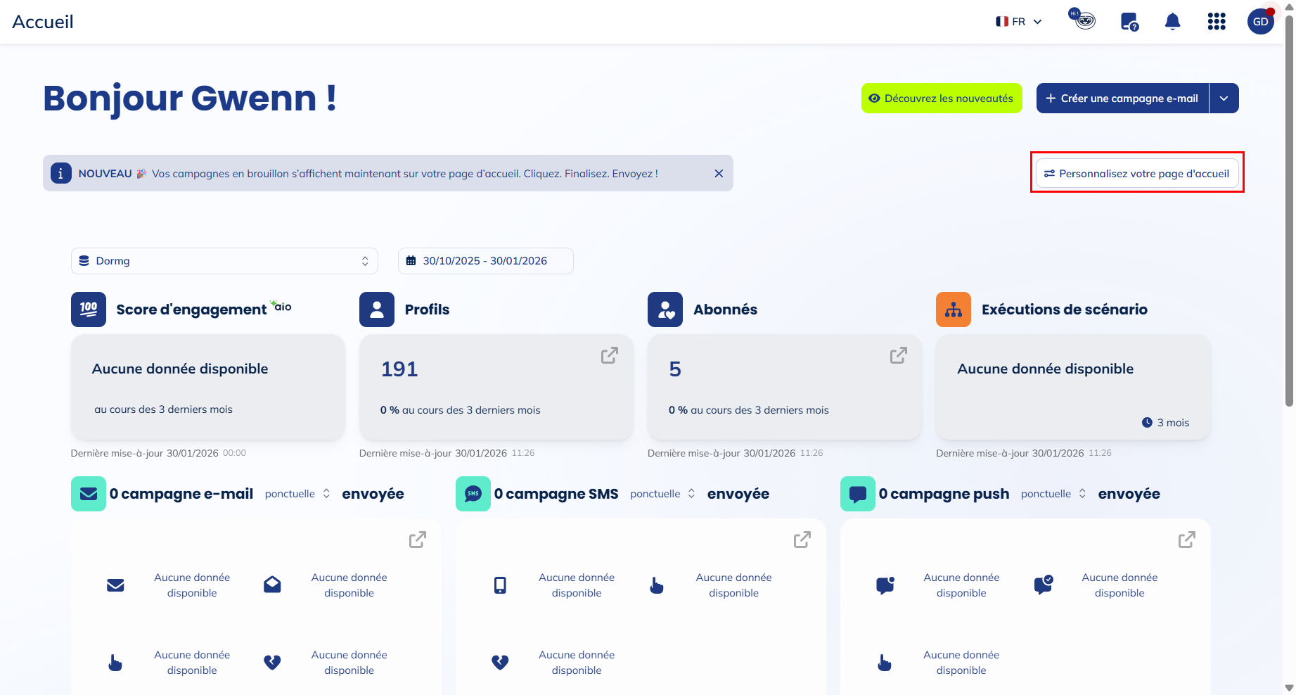 Personnalisez votre tableau de bord