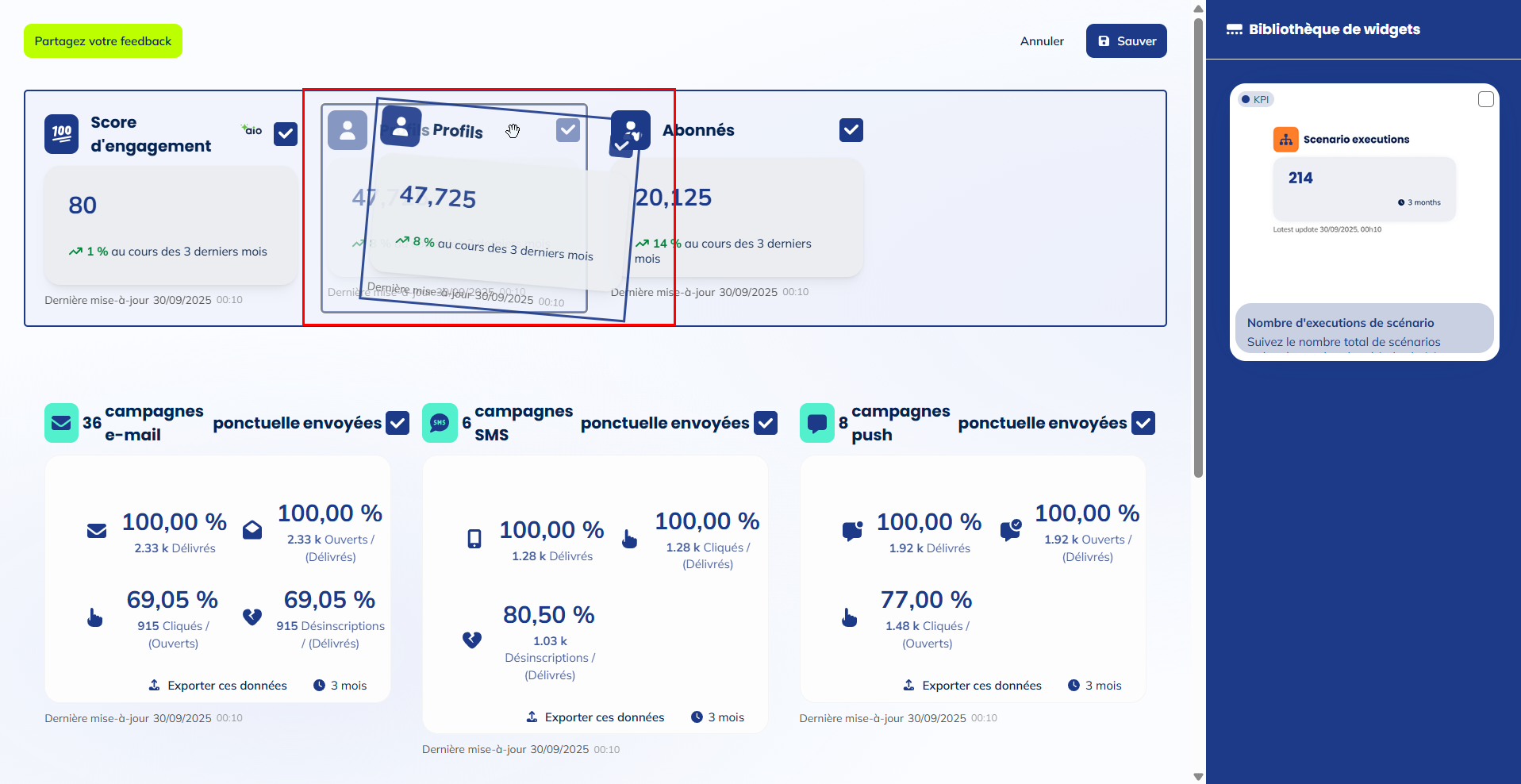 Organiser les widgets