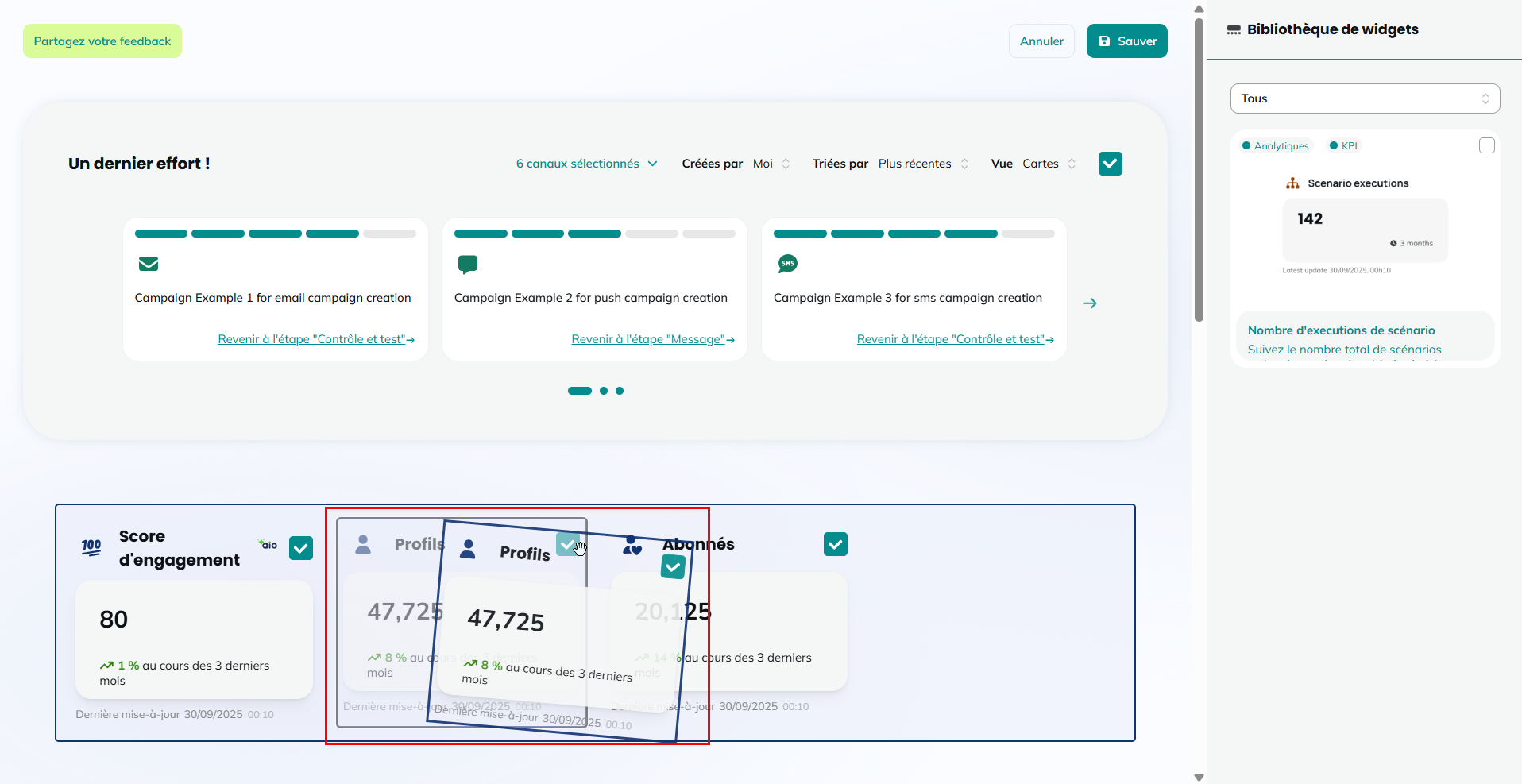 Organiser les widgets