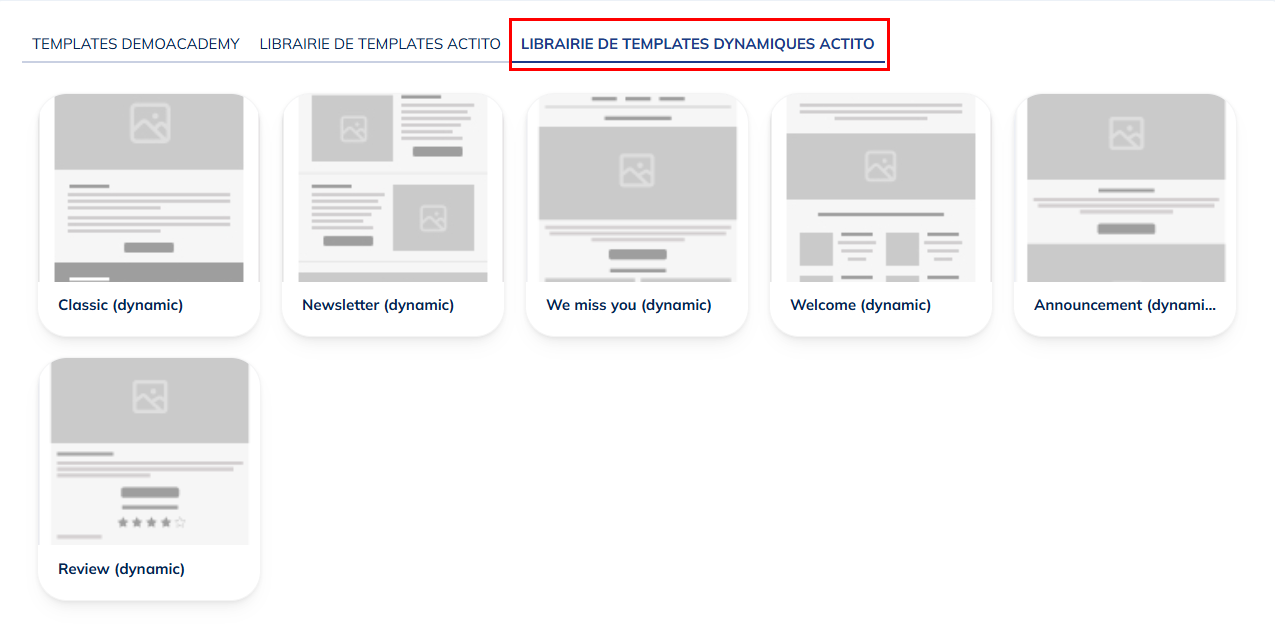 librairie de templates dynamiques Actito