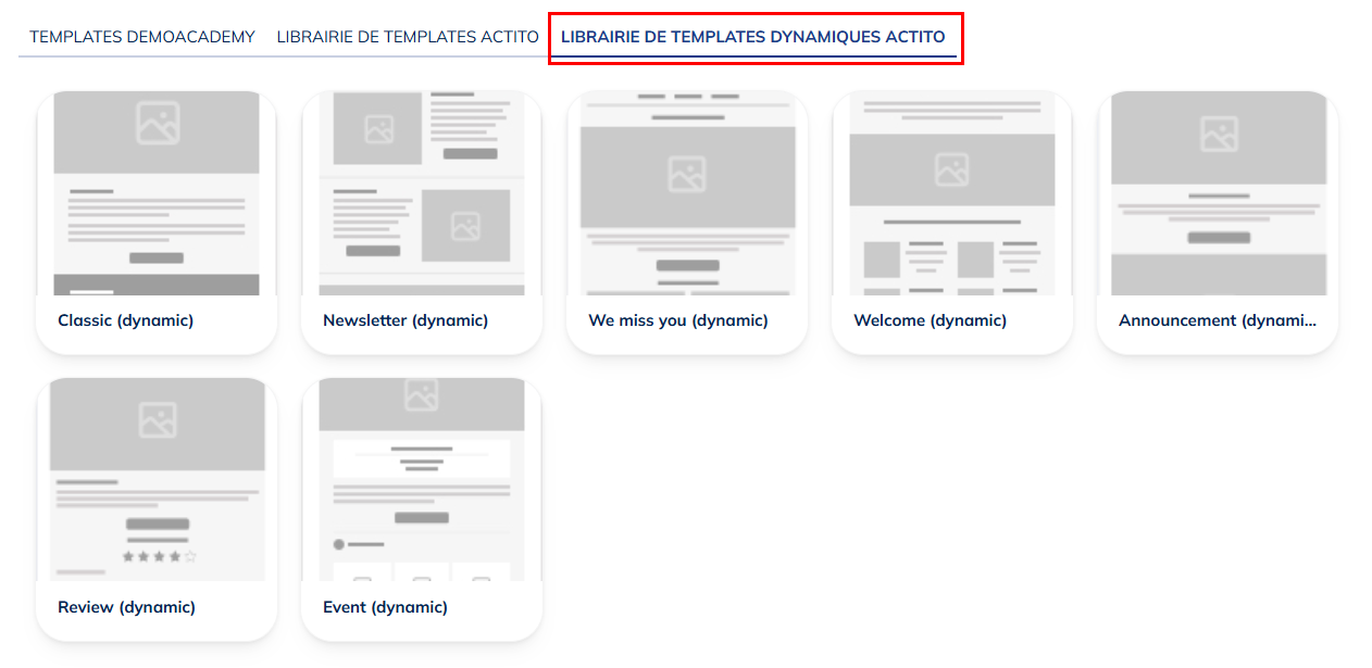 librairie de templates dynamiques Actito