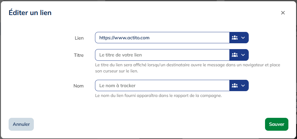 Ajouter un lien - menu