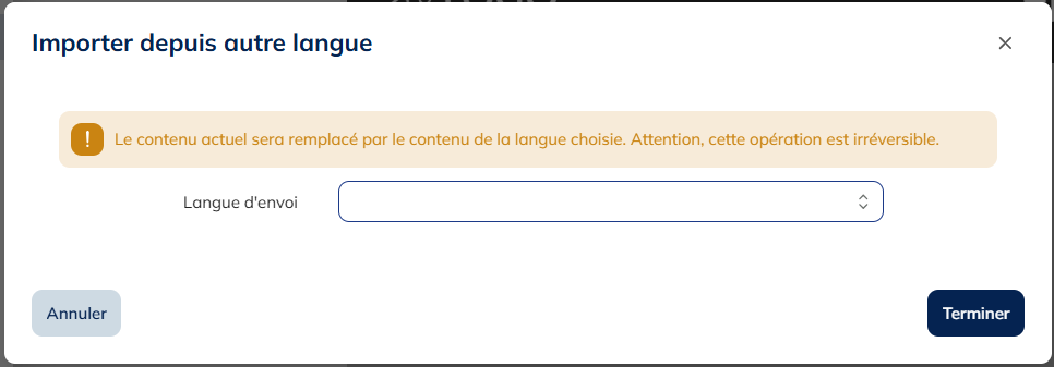 importer le contenu d'une autre langue