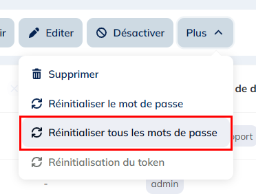 Réinitialiser tous les mots de passe